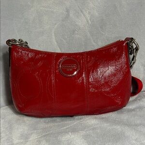 Coach H1026-F15141 Red Patent Leather Handbag With Removable Shoulder Strap
